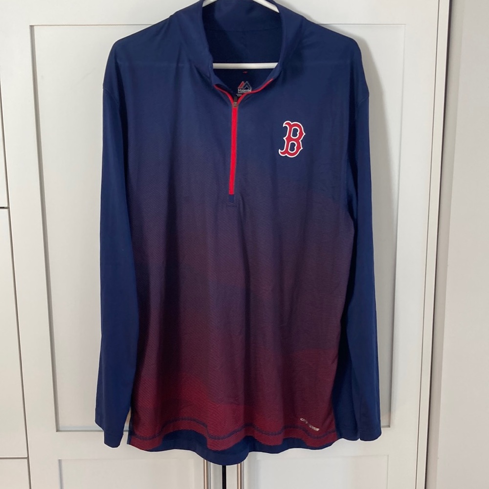 Majestic Cool Base MLB Lightweight Quarter Zip Sweater - Boston Red Sox
